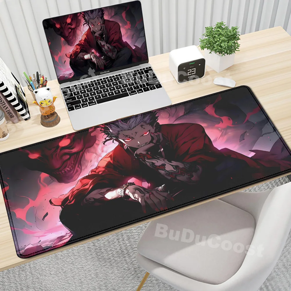 

Anime Oni Mask Boy Mouse Pad Gamer Japanese Desk Mat Large Mice Mat Xxl Gaming PC Accessories 400x900mm Suture Edges Keyboardpad