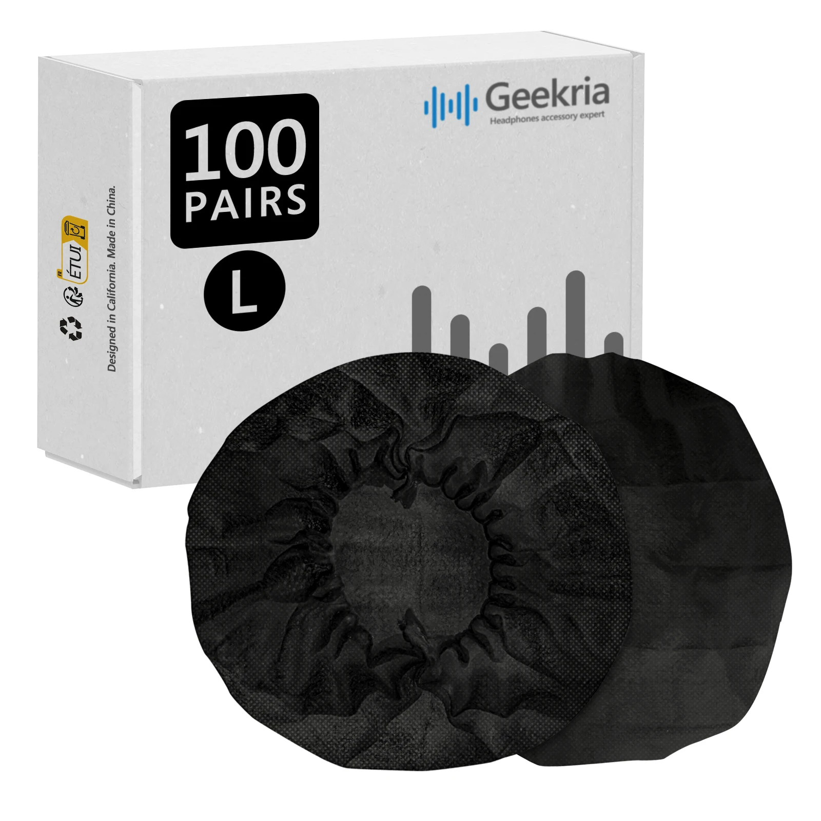 Geekria 100 Pairs Disposable Headphones Ear Cover for Large Over-Ear Headset Earcup, Stretchable Sanitary Ear Pads Cover