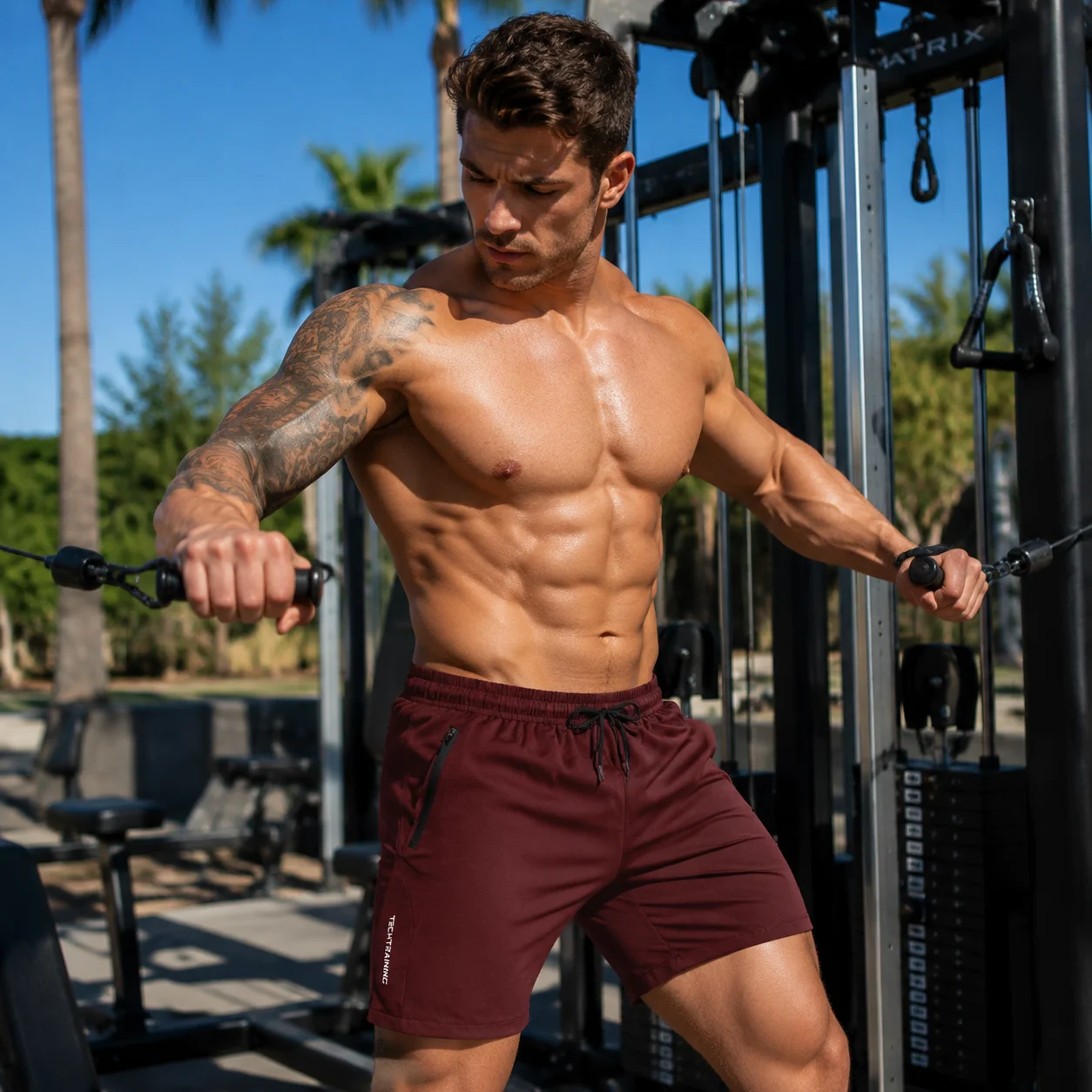 Reißverschluss-Taschen Fitness-Shorts Herren Sport Squat Gym Workout Kurze Hosen Atmungsaktiv Schnelltrocknend Kordelzug Herren Laufshorts