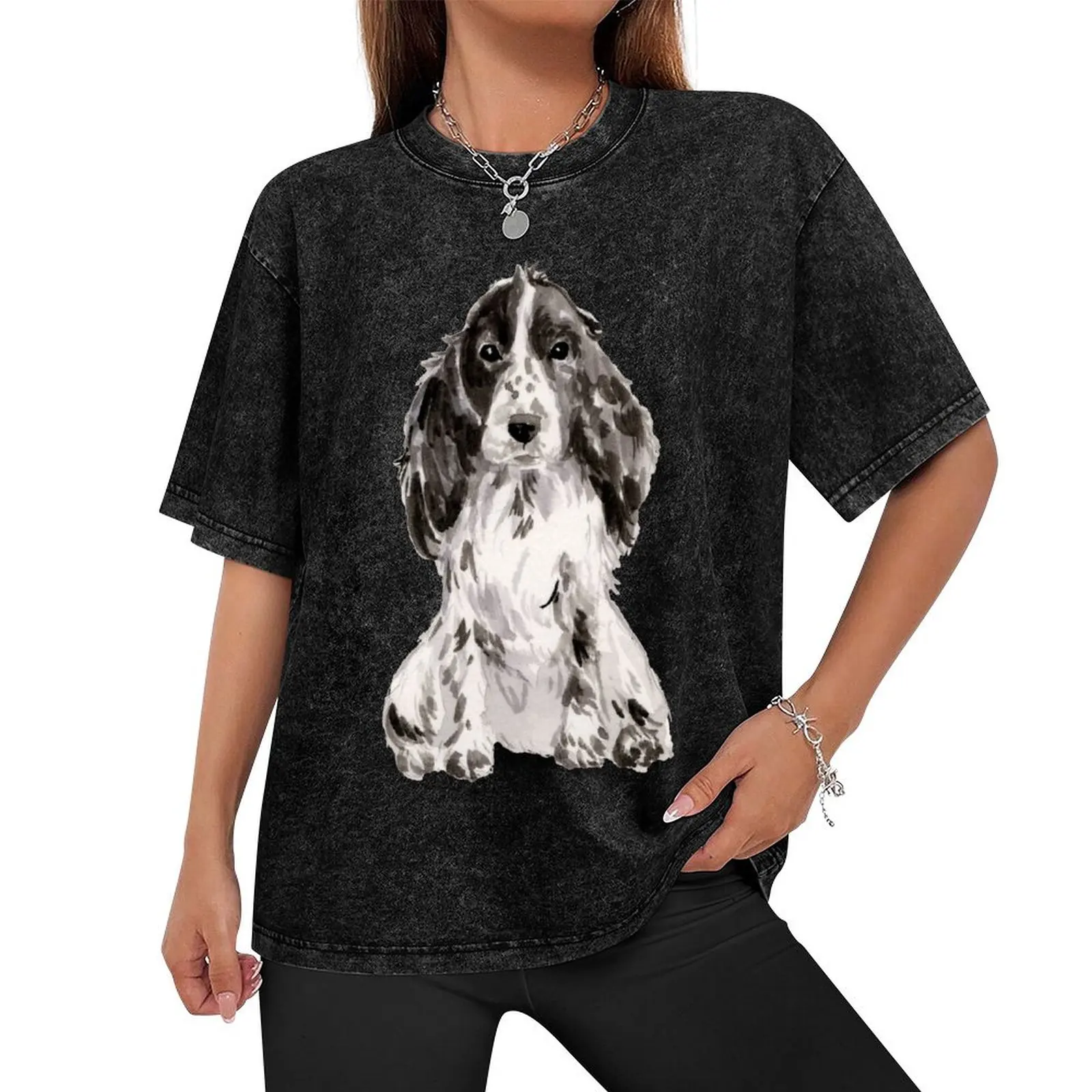 Cocker Spaniel Illustration T-Shirt anime clothes shirts graphic tee tops sweat Short sleeve tee men