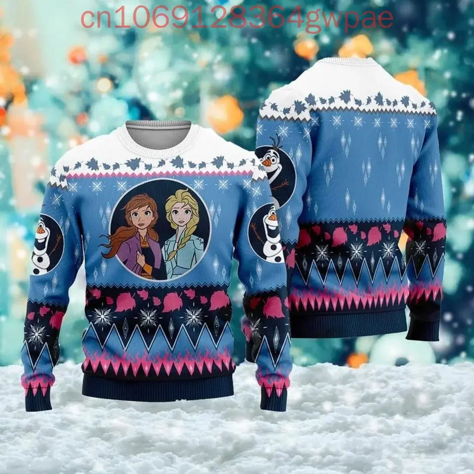 Frozen Anna Elsa Olaf Christmas Ugly Sweaters Disney 3d Print Christmas Ugly Sweaters Fashion Men's Women's Casual Sweater