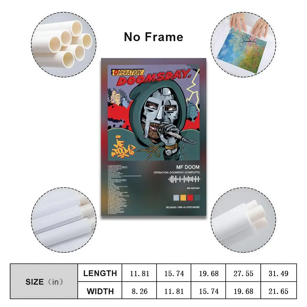MF DOOM Poster Peelable Self-Adhesive Album Cover Poster Stickers, Frameless Wall Art for Singer Band Pop Rap Bedroom