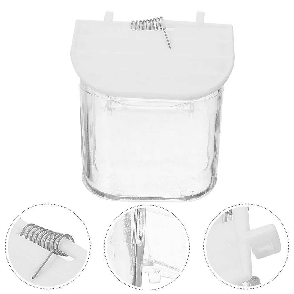 

2Pcs Bird Cage Food Container Spillproof Spring Clip Hanging Feeder Bowl Easy Clean for Parrots Pigeons Finches Bird Feed Cups