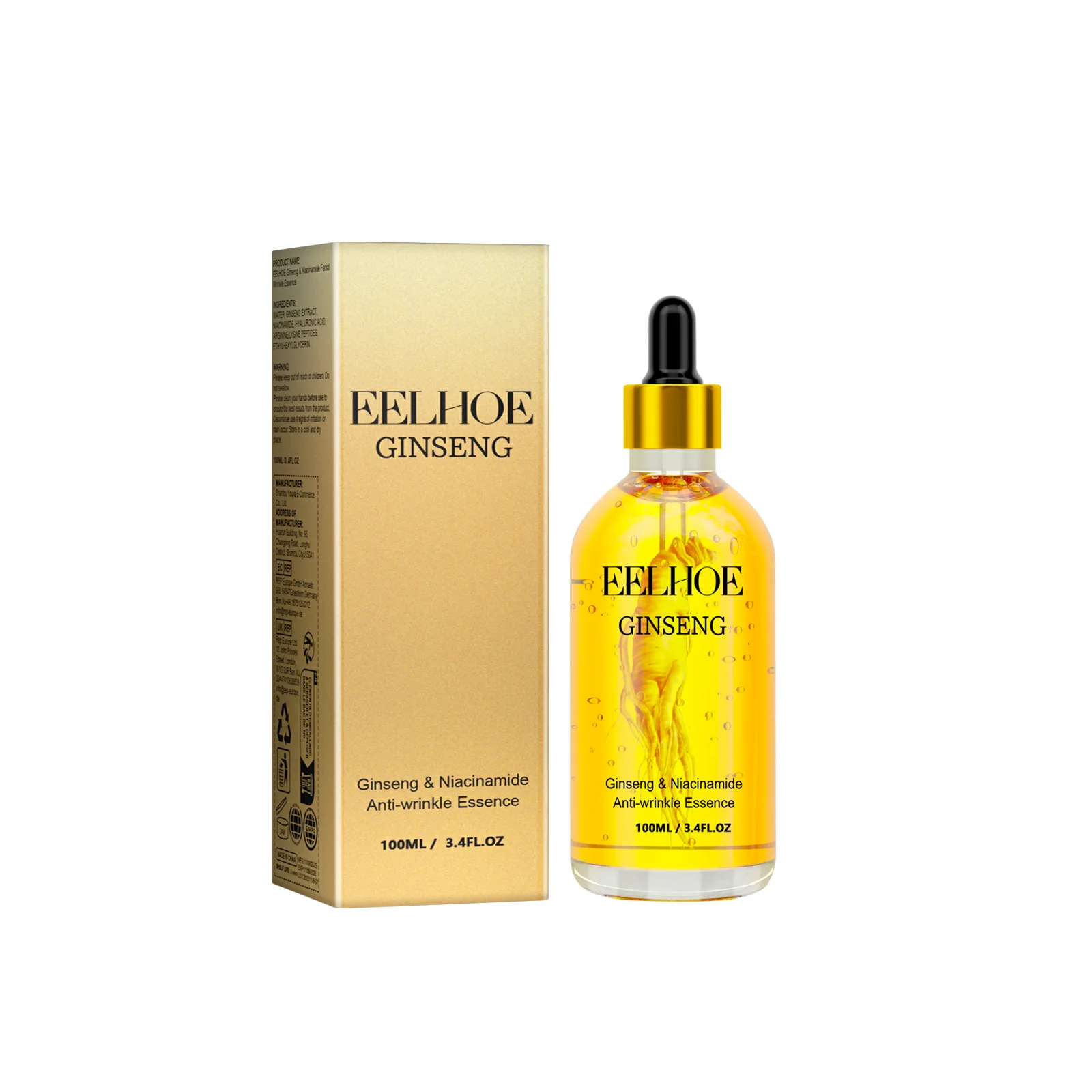 Eelhoe 100ml ginseng anti rugas soro reduzir linhas finas aperto hidratante rejuvenescedor plumping rosto suave cuidados com a pele soro