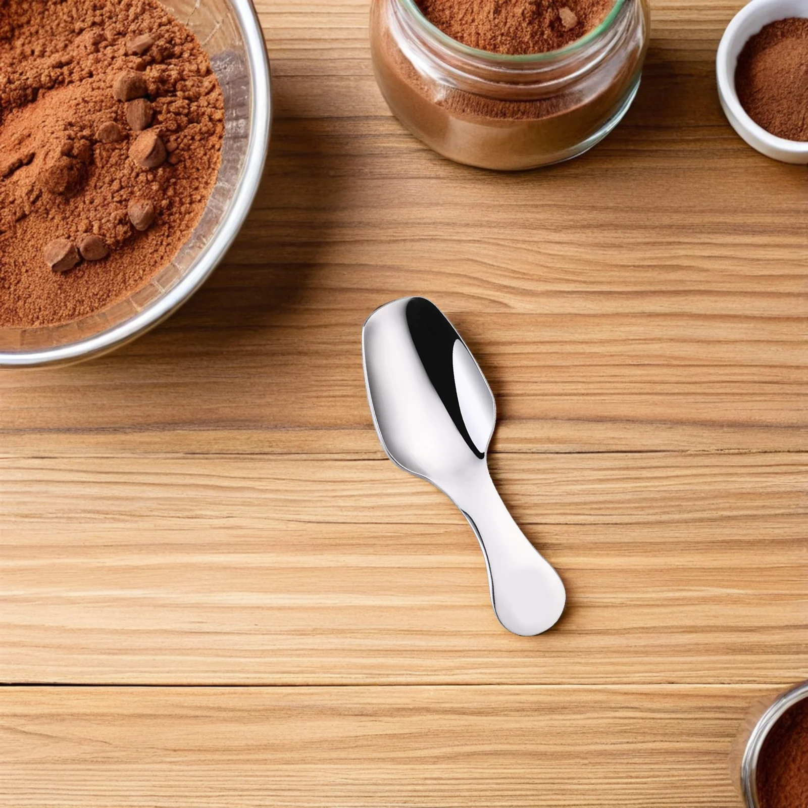 

Stainless Steel Dessert Spoon Teaspoon Scoop Compact Food Safe Short Handle Coffee Tea Camping Kitchen Bar Utensil