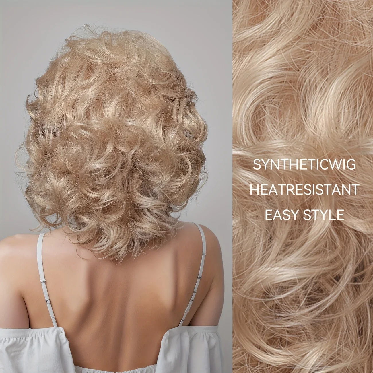 باروكة صناعية قصيرة مموجة أشقر فاتح من Testar، شعر مستعار صناعي ناعم ولامع ومقاوم للحرارة، شعر مستعار للحفلات اليومية للنساء، شعر صناعي عصري