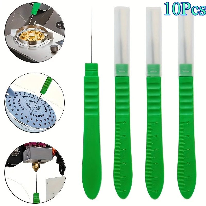 10Pcs Stainless Steel Nozzle Cleaning Needles With Handle And Graduation Markings Extra Sharp Flexible Needles For Airbrush Nozz