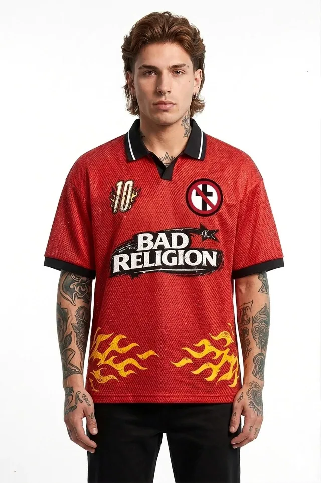 Band Bad Religion Merchandise Los Angeles 80 Football Kurzarm 2026 Sommer Herren Damen Atmungsaktives Schnelltrocknendes Streetwear T-Shirt – Detail 3