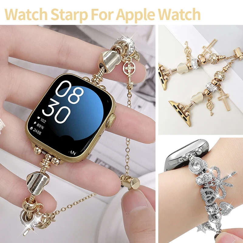 Cross Butterfly Metal Strap for Apple Watch S11 10 9 8 7 6 5 Women Bracelet for IWatch Band 38 40 41 42 44 45 46 49mm Wristband