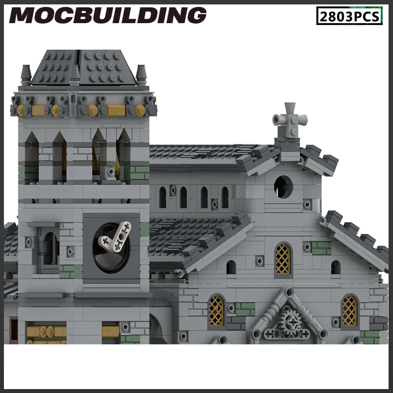 Décennie s de construction MOC d'église médiévale, modèle rw, briques modulaires, assemblage de bricolage, jouet de collection d'idées créatives, cadeau de Noël