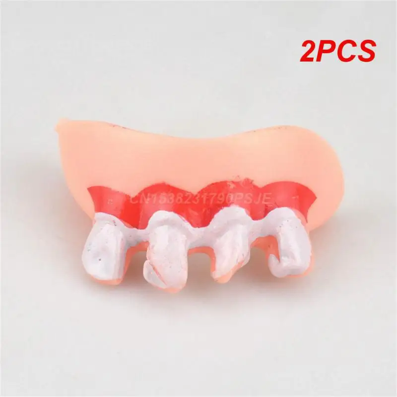 2PCS Halloween Non-toxic Durable Toy Home Furnishing Vampire Simple Practical Zombie Tooth Props Funny Dentures Security