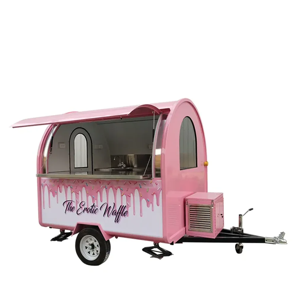 

7.2 Ft Usa DOT Hotdog Cart Mobile Food Catering Trailer Light Pink Dining Car Custom Coffee Fast Food Truck with Full Kitchen