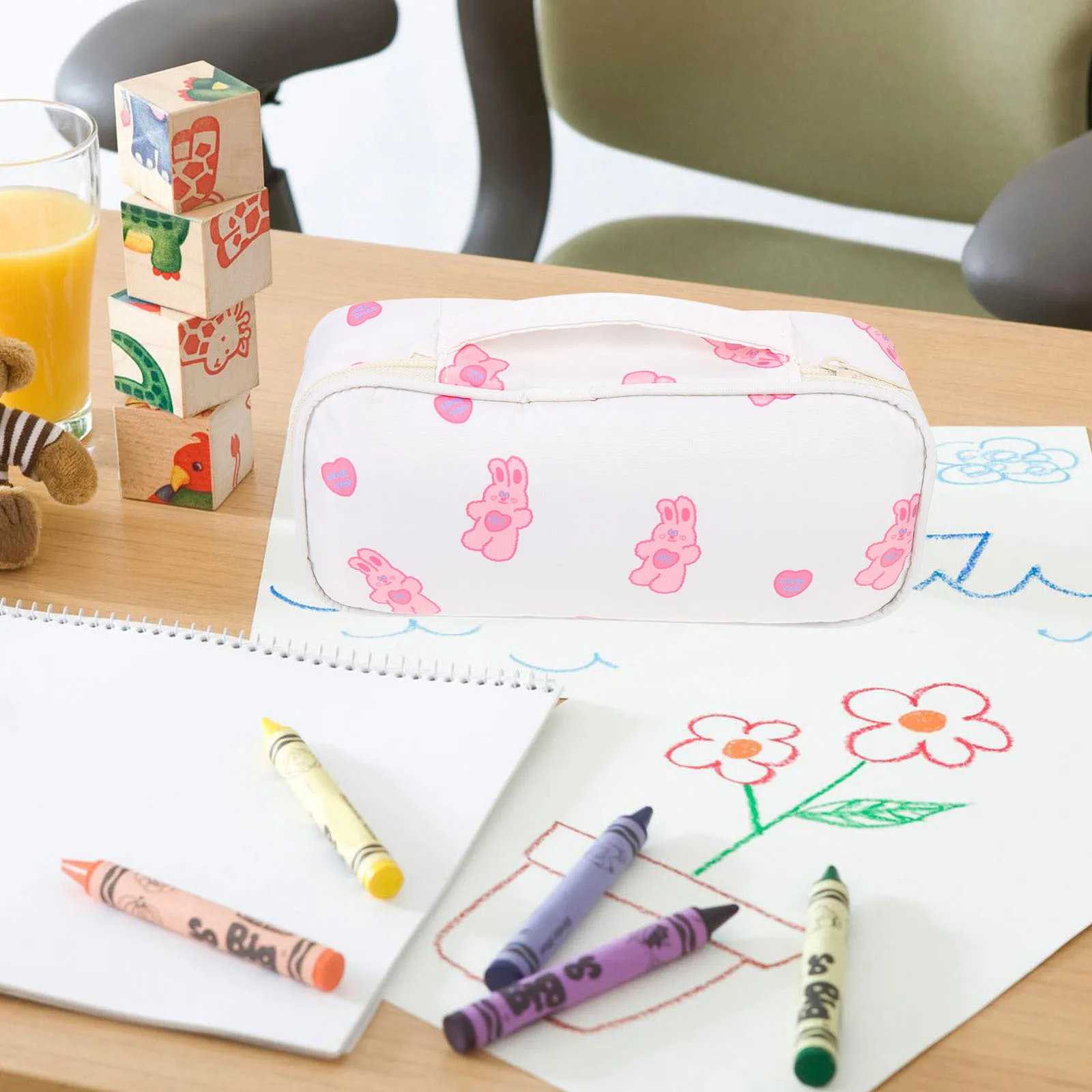 

Large Capacity Pencil Bag Portable Stationery Pouch For School Kids Students Reusable Zipper Organizer Lightweight Polyester