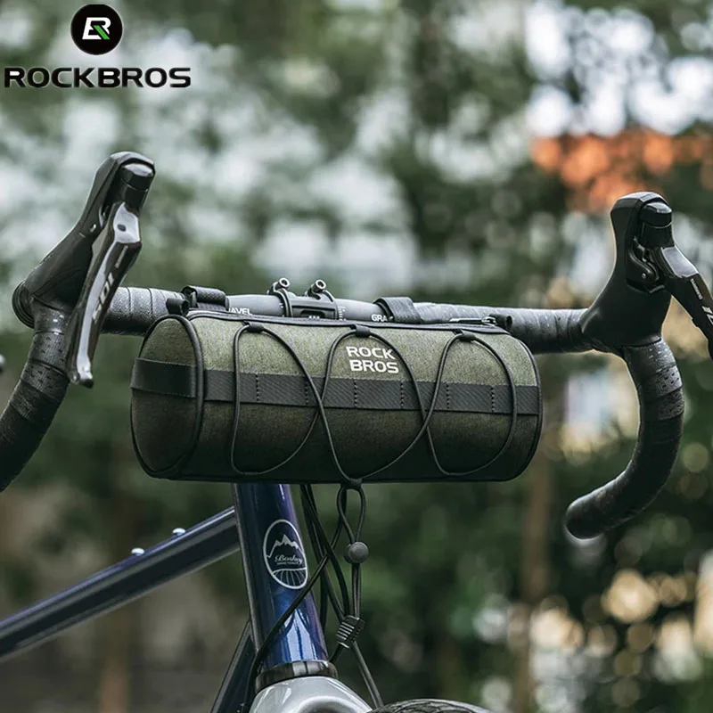 ROCKBROS Bolsa para manillar de bicicleta con envío local, 2L, gran capacidad, correa de hombro ajustable, bolsa cilíndrica para bicicleta, portátil, resistente al desgaste, fácil de instalar, bolsa de almacenamiento para ciclismo