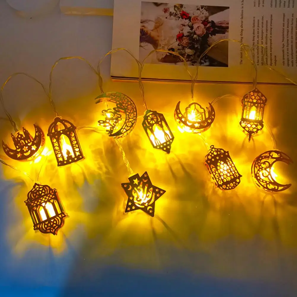 أضواء رمضان عيد مبارك الأنيقة LED ، قمر ، نجمة ، فوانيس ، بطارية ، إكسسوارات حفلات ، احتفالية