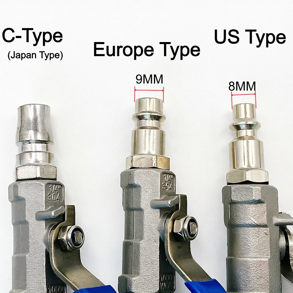 Air Compressor & Gun Hose Ball Valve EU/US/C-Type Pneumatic Quick Connect Fitting Switch On/Off Control view 2