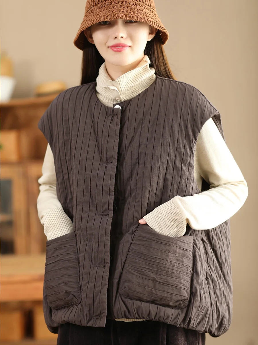 

Женский пуховый жилет Warmth Du с круглым вырезом, свободный крой, зимняя модная верхняя одежда, 90% белый пух, полиэстер