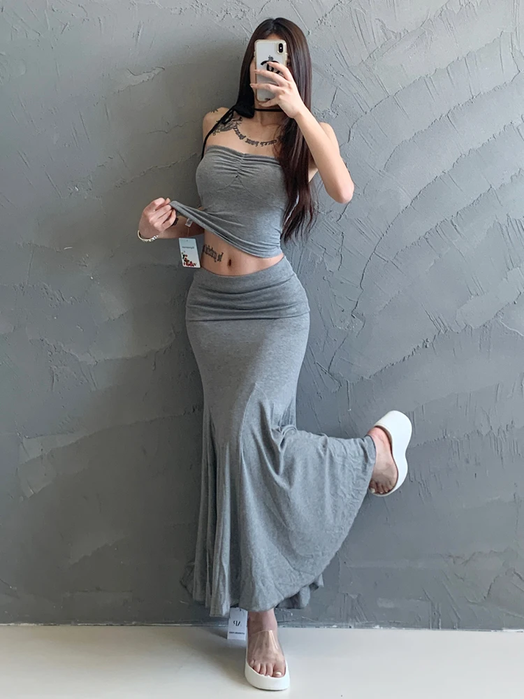 Relaxed Feeling/high-end Lazy S-shaped Elastic A-line Hip Wrap Skirt Fish Tail Long Skirts Fashion Women Sweet 2024 New Z1HK