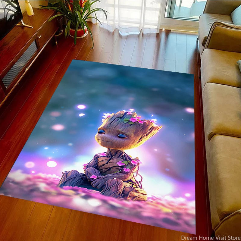 Disney Marvel-Groot 3D Printing Large Area Rugs Carpets for Living Room Decoration Sofa Bedroom Non Slip Kitchen Mat Kid's Gifts