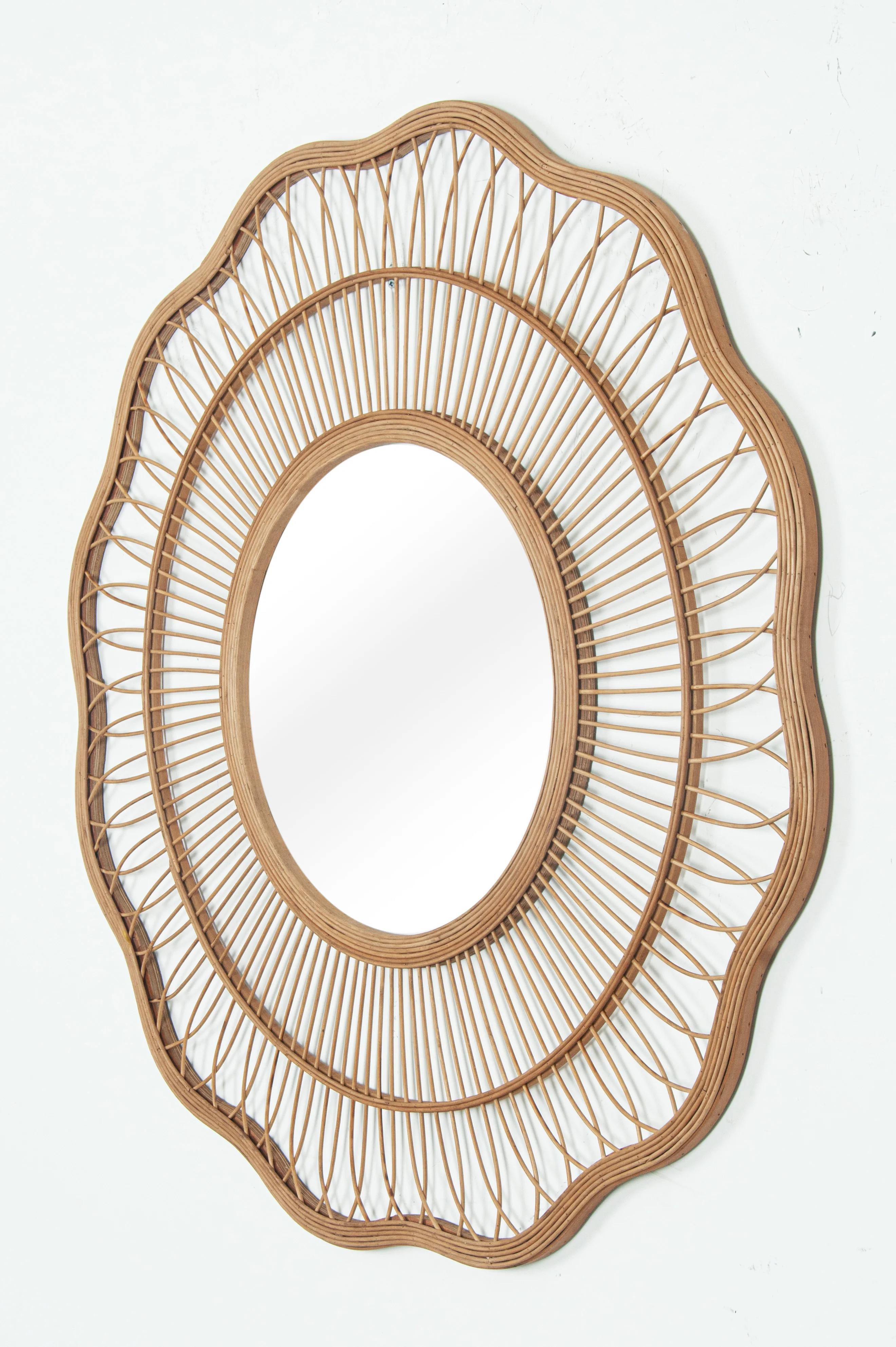 93 Nordic Original Wood Color Willow Mirror Features Hand-Decorated Wall Hanging Home Creative Table Scene Decoration