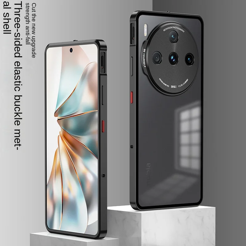 ZTE Nubia Z60S Pro NX725J Case Magnetic Metal Bumper with Single Side Matte Back Cover Hard Case for ZTE Nubia Z60S Pro NX725J