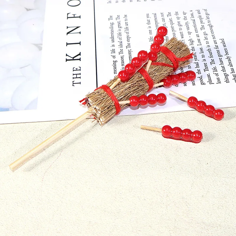 Best  Miniature Food Toy Sugar-coated Hawthorn Straw Stick Model OrnamentdiyHandmade Decorative Cottage Street Scene Small Ornam