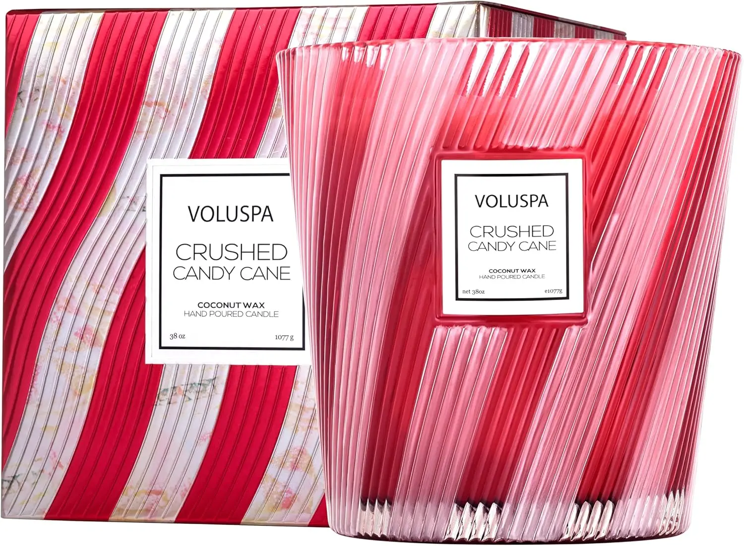 

Crushed Candy Cane Scented Candle, 3-Wick Boxed Hearth, 38 oz, 80-Hour Burn Time, Coconut Wax for Clean Burning