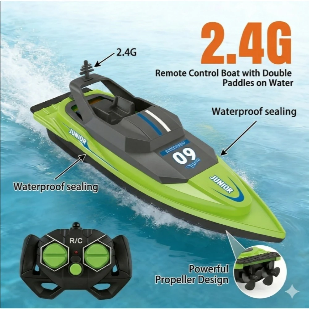 2.4GHz High-Speed RC Boat, Electric Racing Speedboat, Waterproof Water Toy for Pool Lake & Outdoor Play