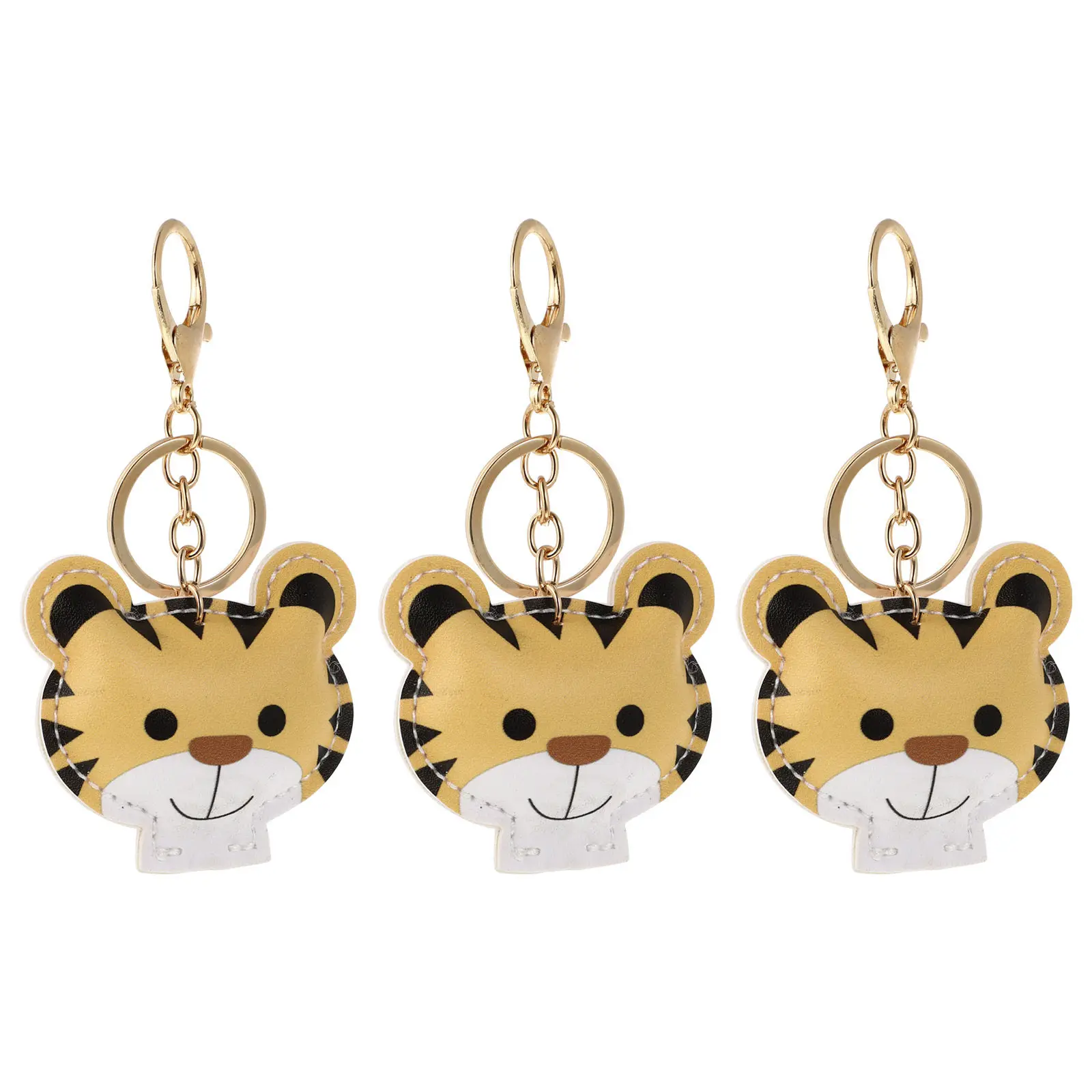 

3Pcs Cartoon Tiger Keychain Pendant Set Bright Color Wear Resistant Bag Backpack Handbag Decor Lovely Tiger Design Key Ring
