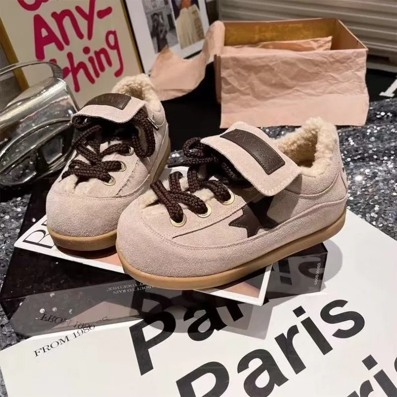 أحذية جلدية من صوف الضأن كابيبارا منصة خبز الكعك ستار المخملية القطنية أحذية رياضية نسائية برباط #2