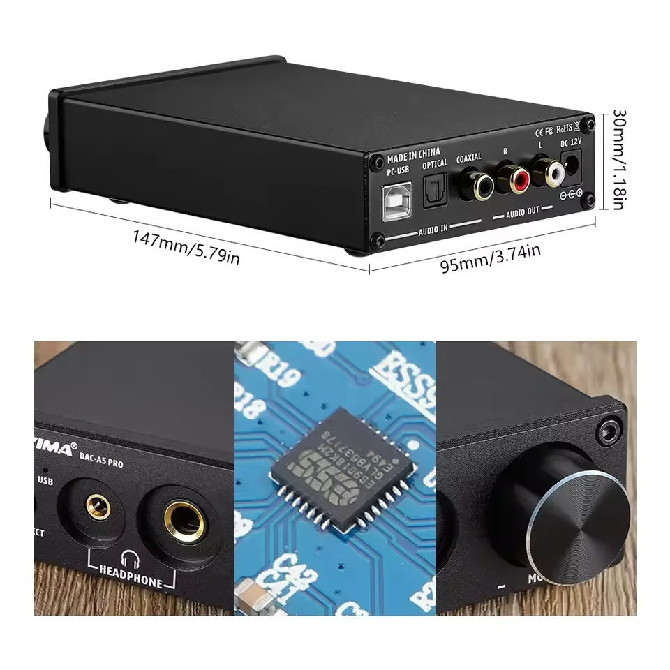 AYM-28 A5 PRO Headphone Amplifier 24BIT 192KHz HIFI USB DAC Decoder Audio Interface Digital Optical Coaxial PC USB Converter