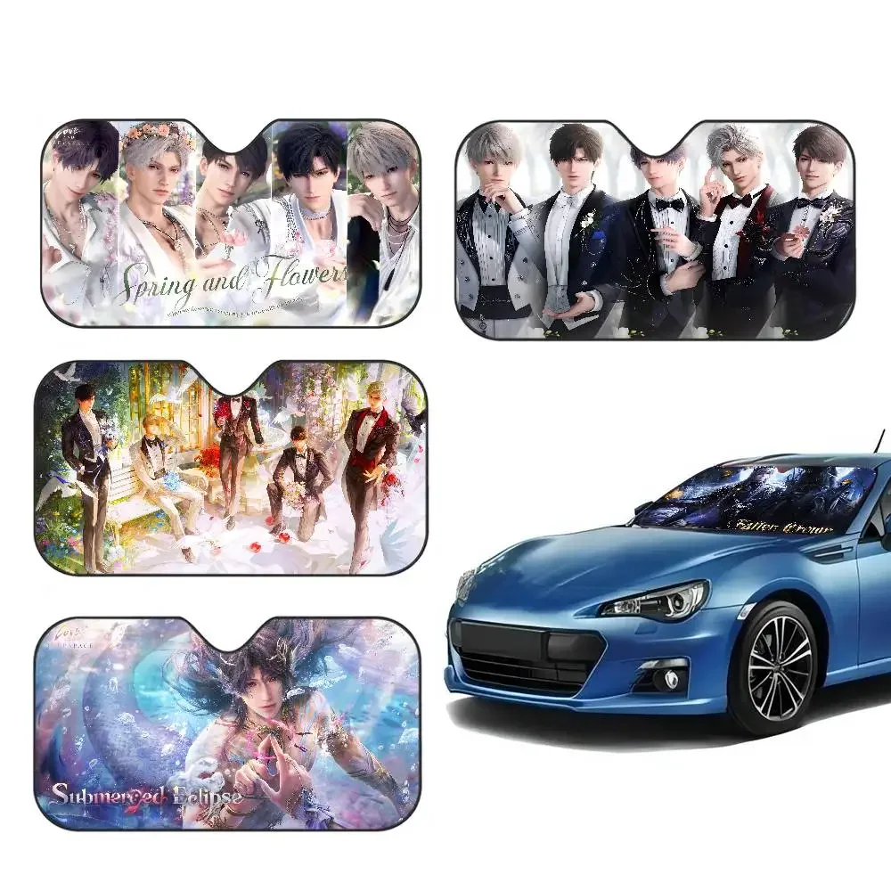 

Anime Love And Deepspace Windshield Sunshade Anime Cute Car Front Windshield 70x130cm Sun Visor Heat Reflector
