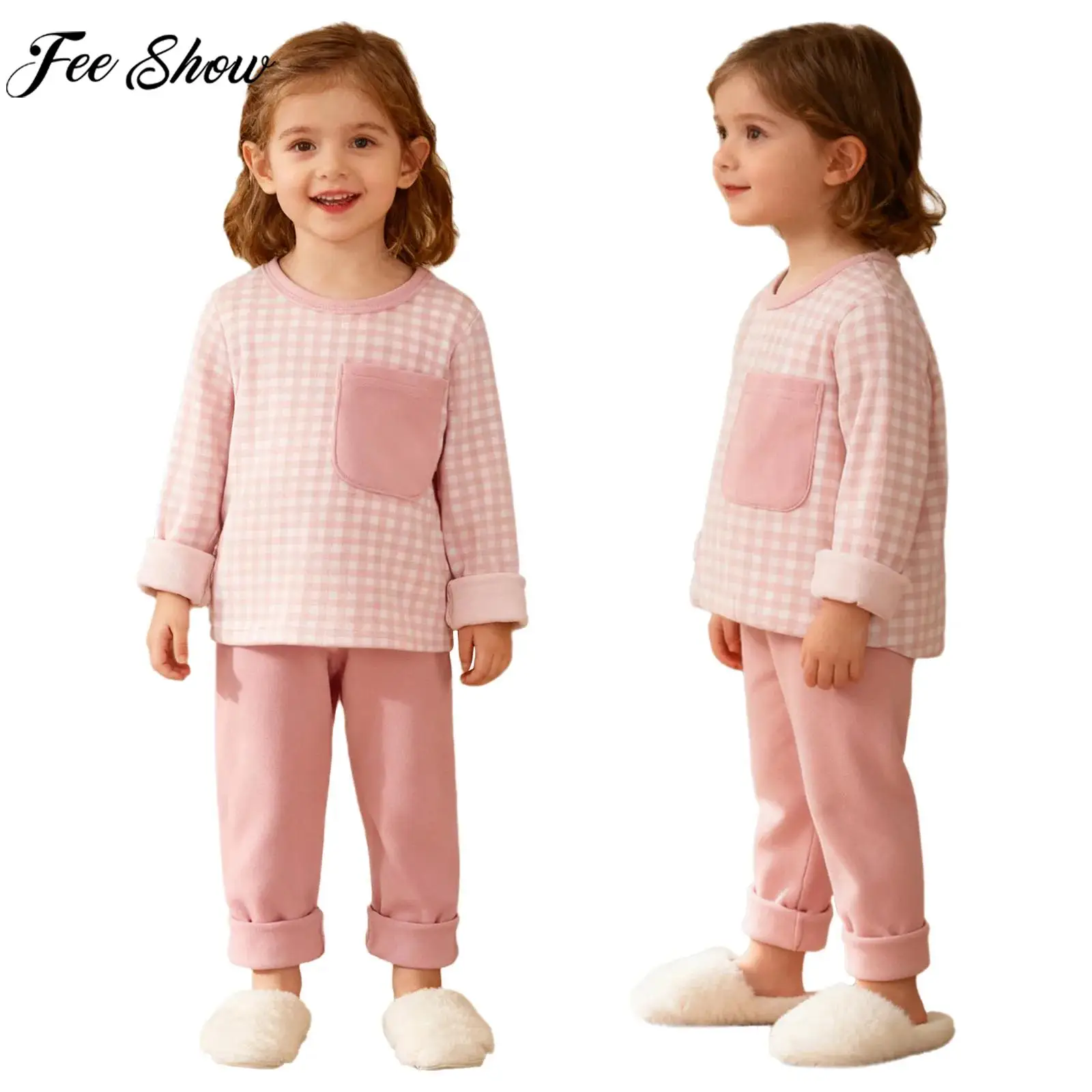 

Термобелье для малышей, пижамный комплект, одежда для сна, домашняя одежда, домашняя одежда, пуловер с длинными рукавами, топ и штаны на весну и зиму