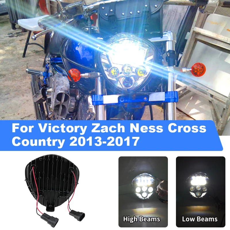 Motorcycle Front LED Headlight High Low Beam for Victory Zach Ness Cross Country 2013-2017