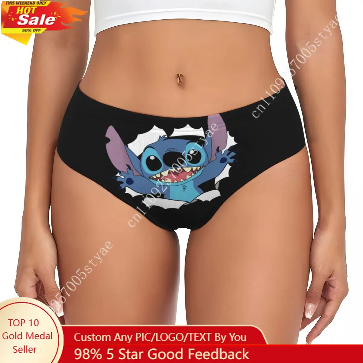 

Custom Women's Stitchs Angel Anime Cartoon Panties Underwear Female Soft Briefs Underpants