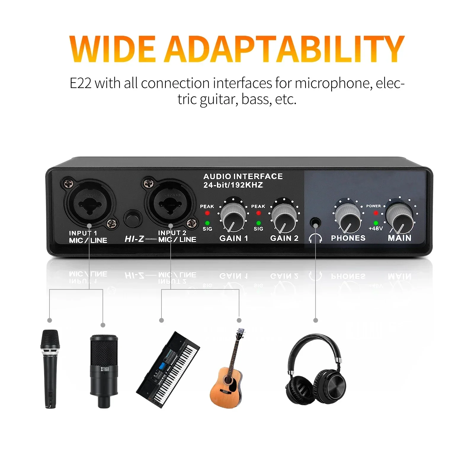 Recording sound card pack 2 input/2 out audio  interface Headphone Amplifier sound card UR24C UR22C studio live streaming