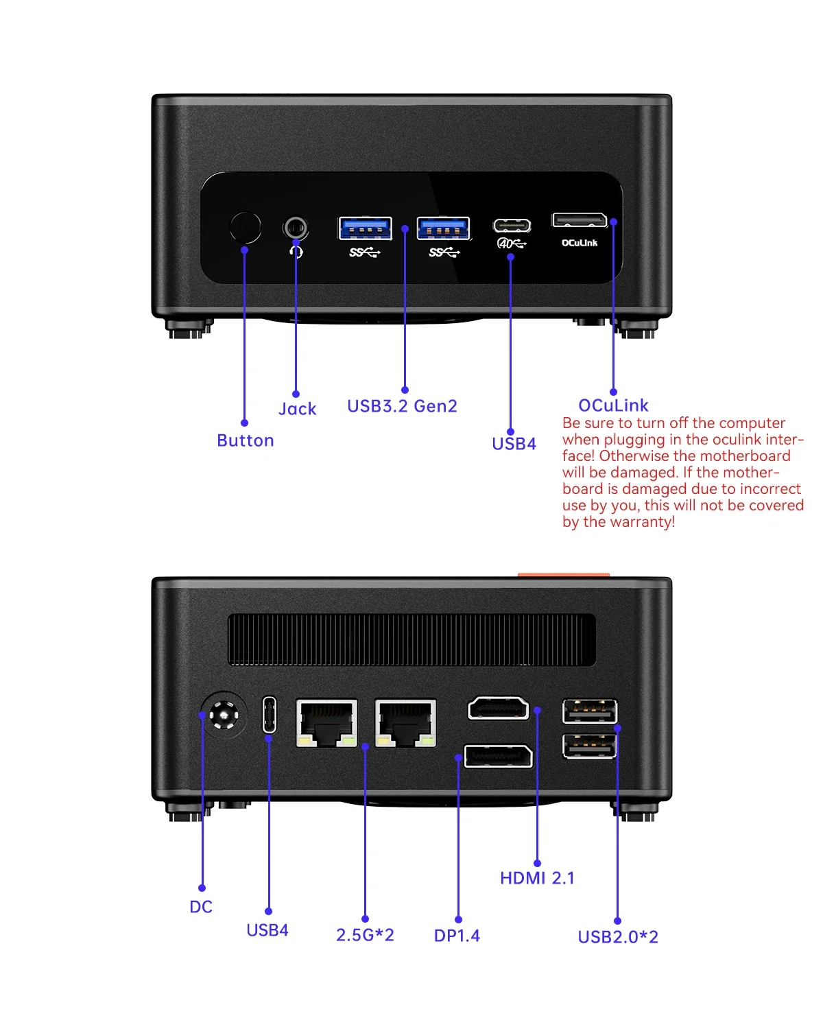 AOOSTAR GEM12 PRO MAX Mini PC Ryzen 7 8845HS, 2 USB4/ 2 DDR5/ 2 SSD/2 2.5G LAN, komputer stacjonarny do gier z OCuiLink/HDMI/DP