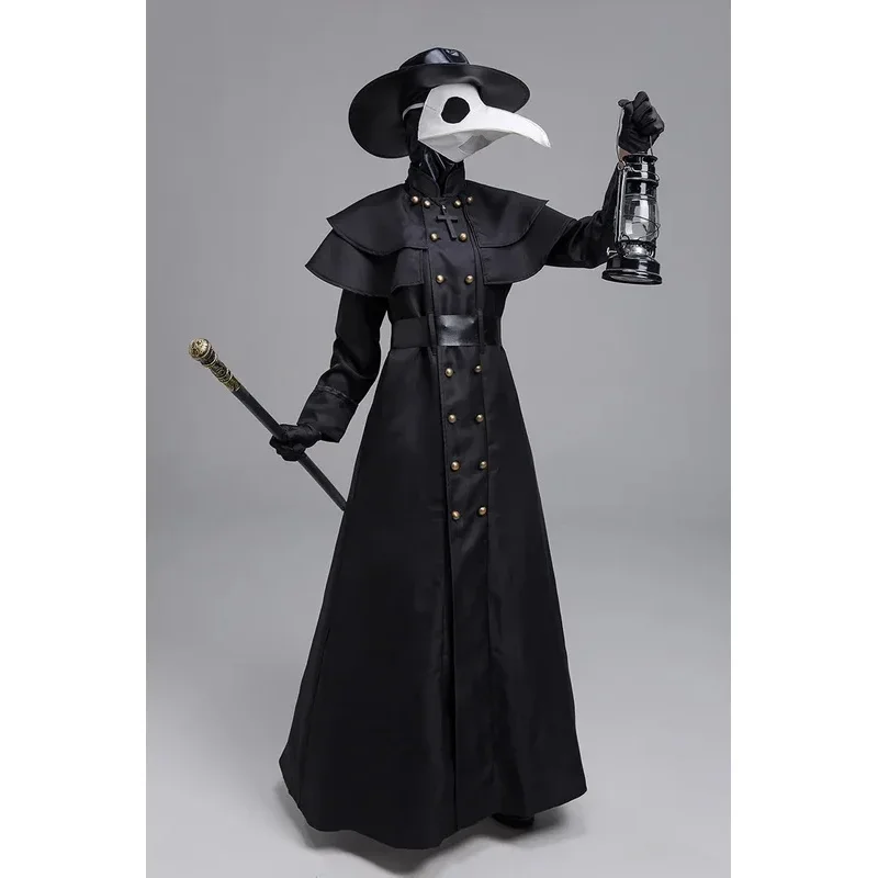 Robe à Capuche Médiévale d'Halloween pour Homme, Costume de Médecin de la Pandémie, Masque, Chapeau, Moine, Cosplay, Steampunk, Prêtre, Horreur, Magicien, EverakW & C @, SN66