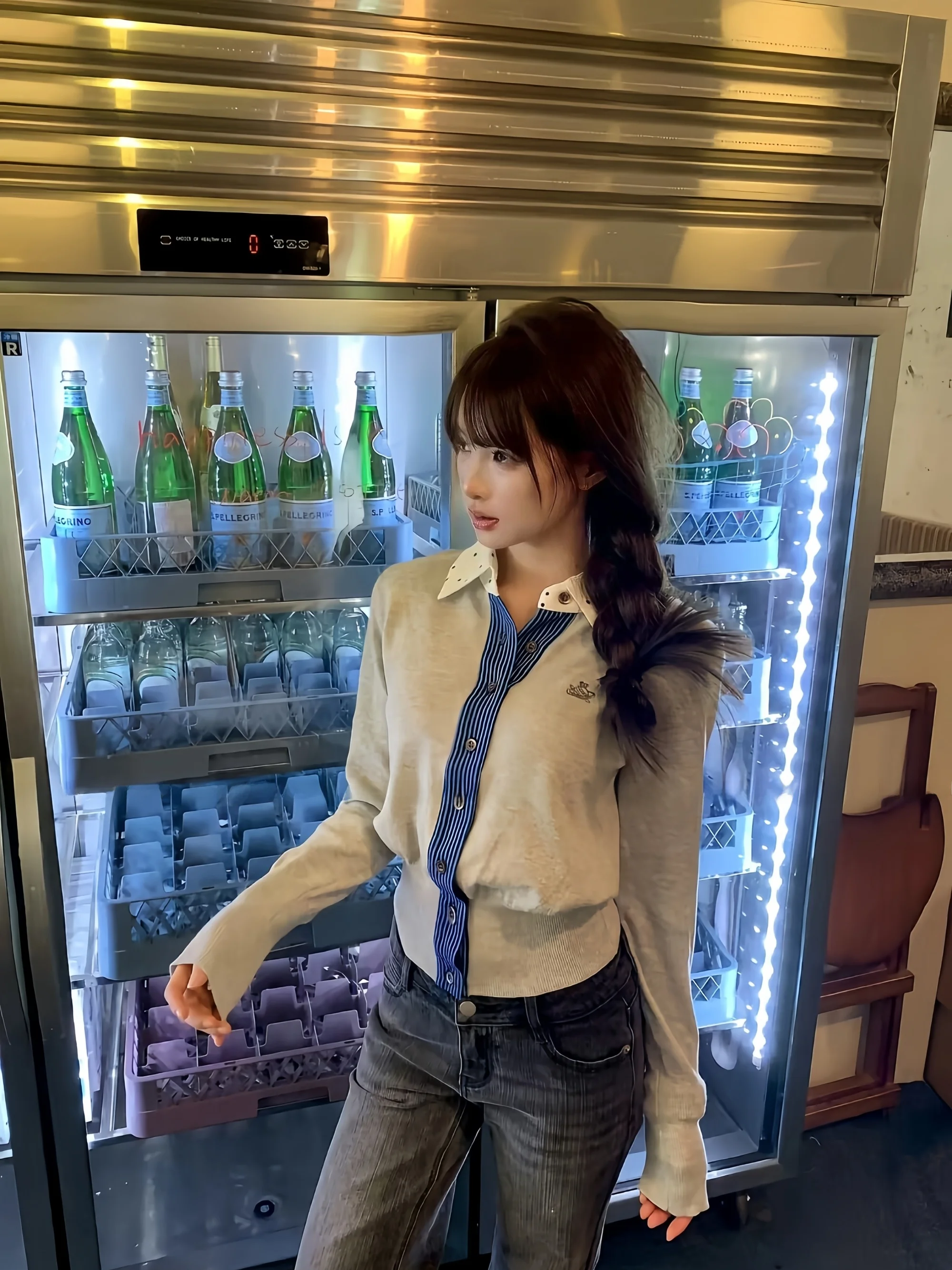New Style Short Knitted Neck Sweater Cardigan Women's Slim Fit College Style Top Cotton Material Online Exclusive