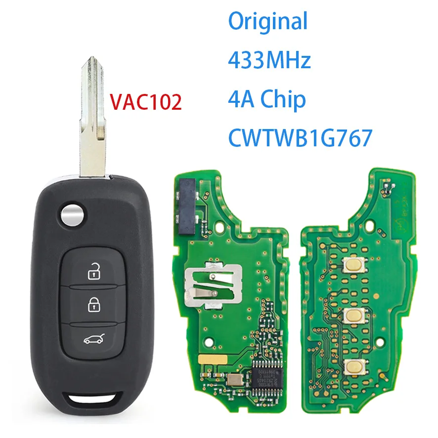 For Renault Original CWTWB1G767 Remote Key Duster Dacia Megane 3 Symbol Logan 2 Sandero 2 Kadjar Captur 4A Chip 433MHz