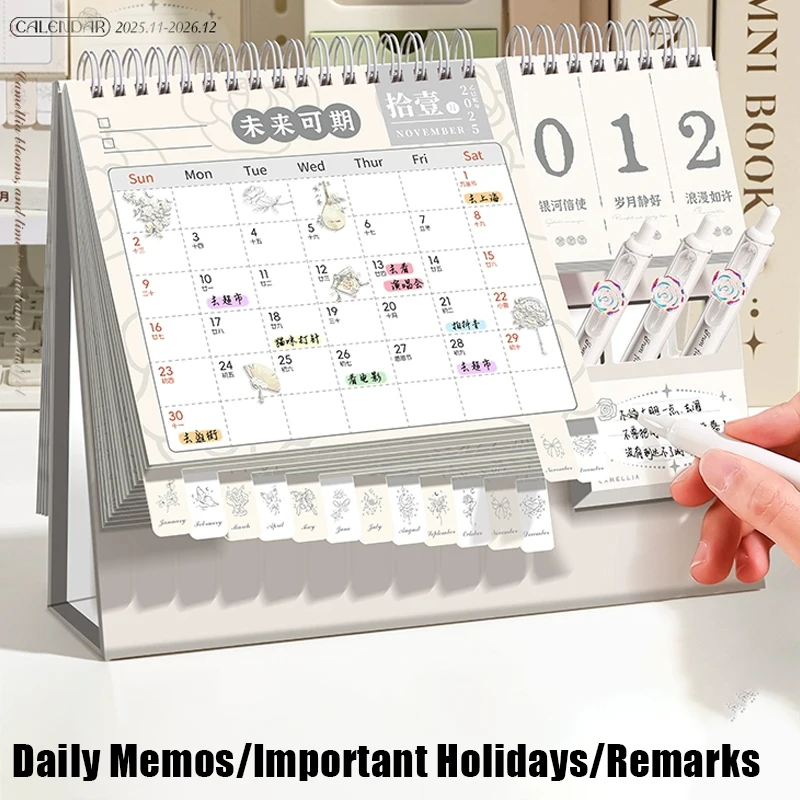 

2026 New Multi-functional Desk Calendar Creative Holiday Countdown Daily Schedule Planner Notebook For Desktop Use