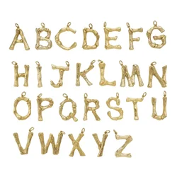 Bamboo 26 Charm Golden Plated Letter Name Diy Women's Necklace Bracelet Jewelry Handmade Pendant Gift