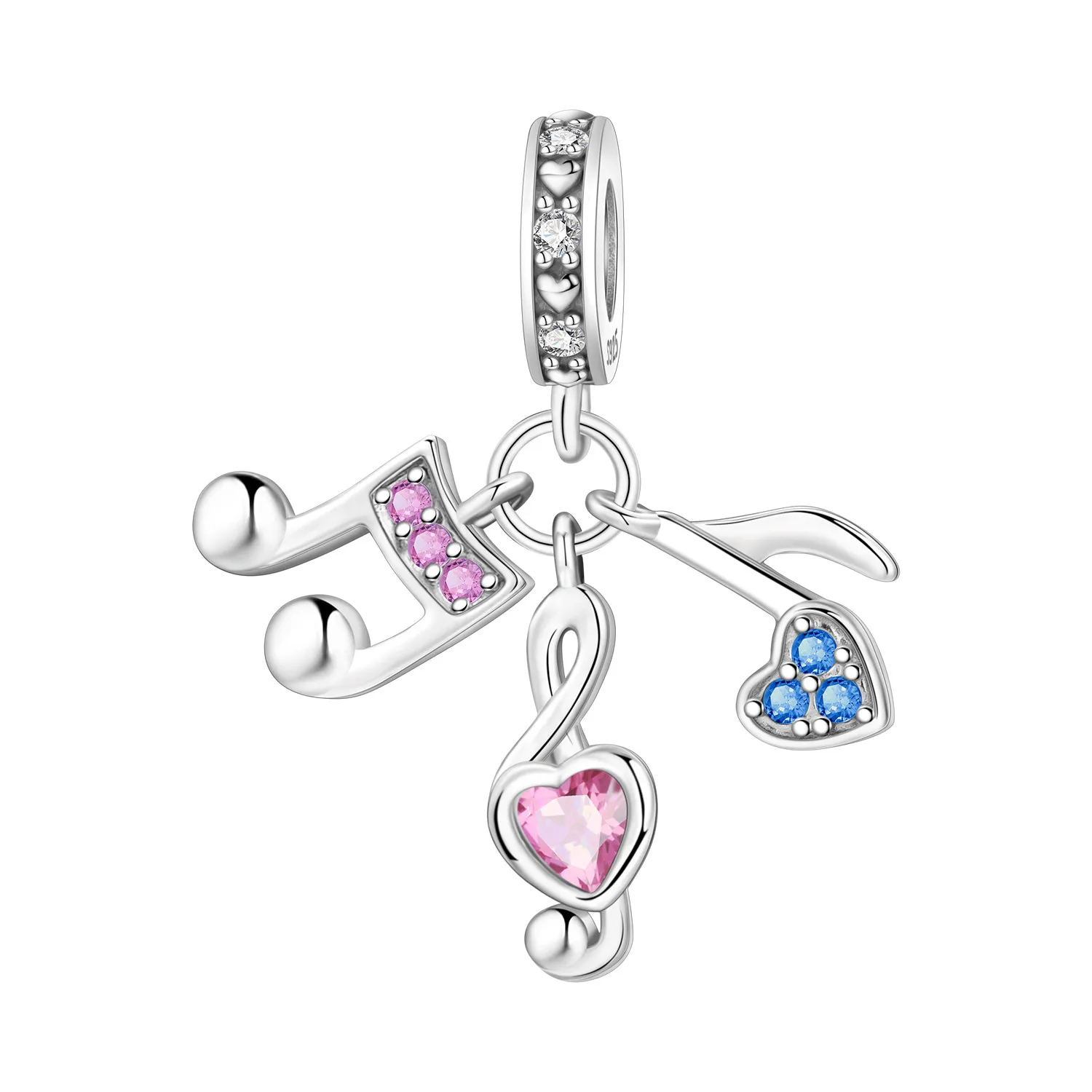 

PANPOKI 925 Sterling Silver Colorful Note Interest Beads Original Pendants Bracelet Charm Jewelry Party DIY Trendy Gifts
