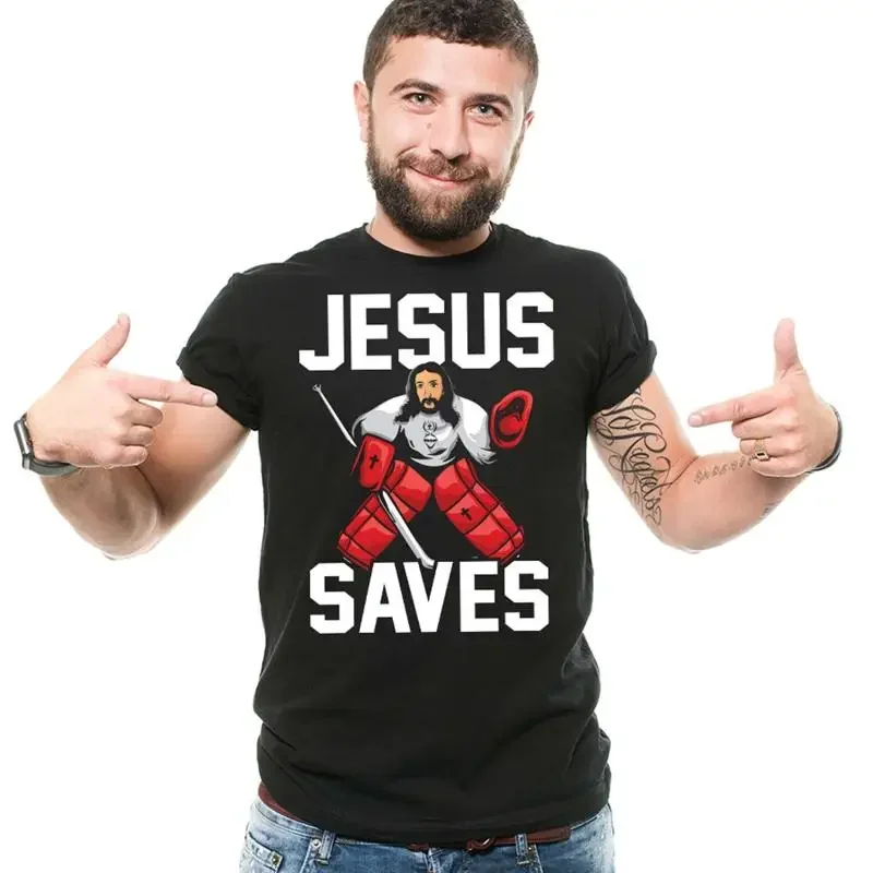 Hockey T Shirt Funny Jesus Goalkeeper Saves