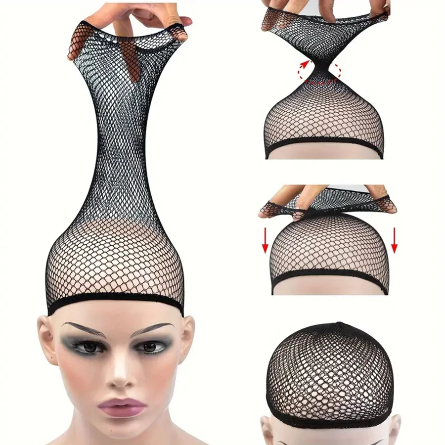 

5pcs/10pcs Stretchable Elastic Hair Nets - Open End Mesh Net Wig Cap for HairStyling - High Quality and Durable