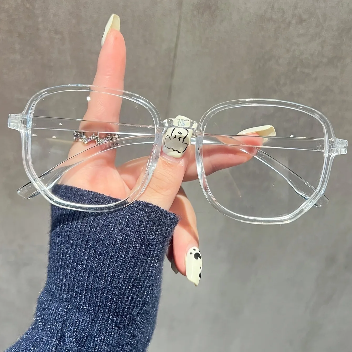 Women's Jelly Colored Fashionable Flat Frame Glasses