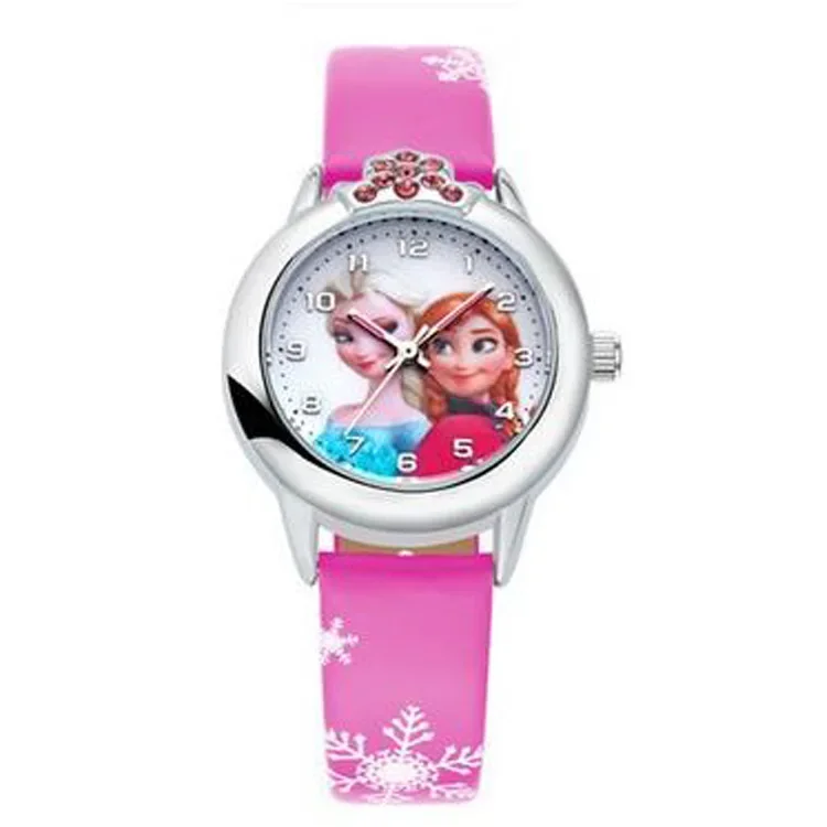 Elsa Watch Girls Elsa Princess Kids Watches Leather Strap Cute Children\'s Cartoon Wristwatches Gifts for Kids Girl Frozen Clock