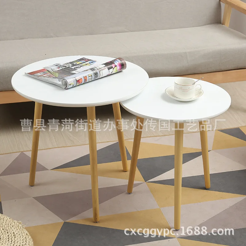 Nordic Double Decker Small Round Table Balcony Small Coffee Table Simple And Casual Corner Table Painted Small Round Table