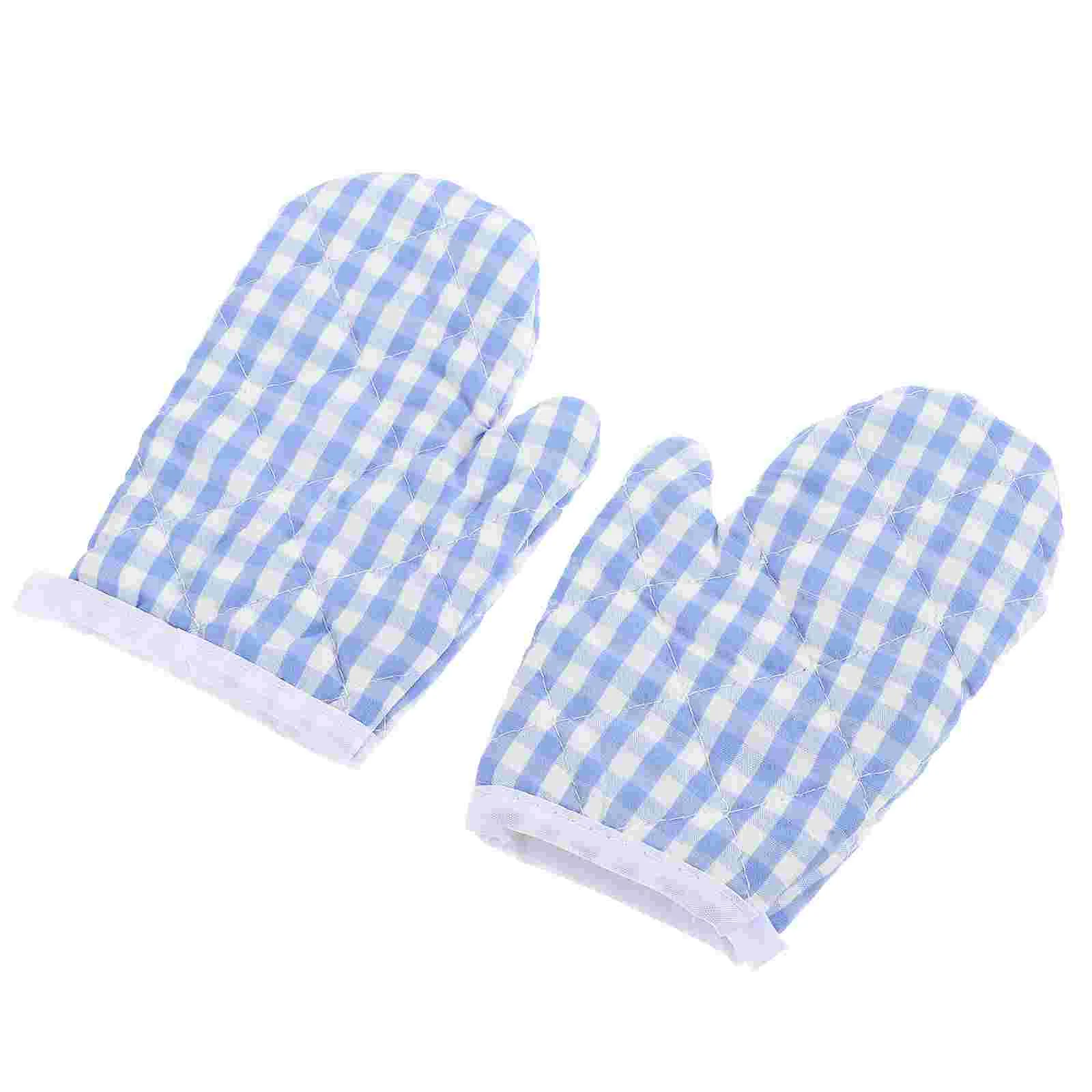 2 Pcs Mini Oven Microwave Gloves Football Kids Mitts Micro-wave Polyester Man Heated