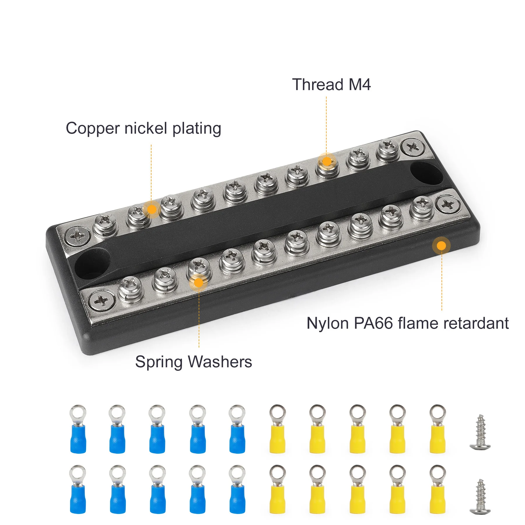 100A Battery Power Distribution Block Bus Bar Positive Negative For RV Boat Truck 48V CD 10 Circuit Busbar Powerterminal Block